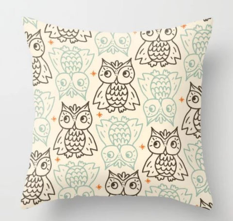 Vintrage Owls Throw PIllow